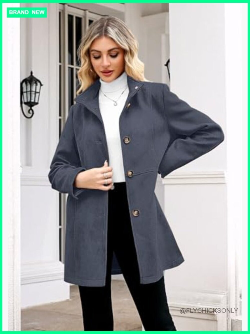 Women's Suede Leather Coat Stand Collar Single Breasted Overcoat Mid Length - Picture 3 of 6